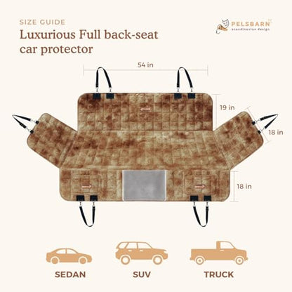 Luxurious Full Backseat Protector for Dogs with Calming Blanket - Waterproof Pet Hammock Machine Washable (Brown) - color: Brown