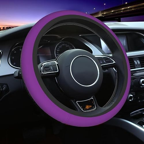 Elastic Stretch Steering Wheel Cover,Warm in Winter and Cool in Summer, Car Universal 15 inch, Microfiber Breathable Ice Silk, Anti-Slip, Odorless, Easy Carry,Purple - color: Purple