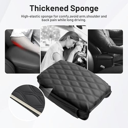 Autorder Center Console Cover for 2018-2026 Jeep Wrangler JL/Gladiator JT Accessories Leather Armrest Cushion Cover with Storage Pockets Anti-Scratch Armrest Pad for Cat Dog Pet - size: 2018-2026 Jeep Wrangler