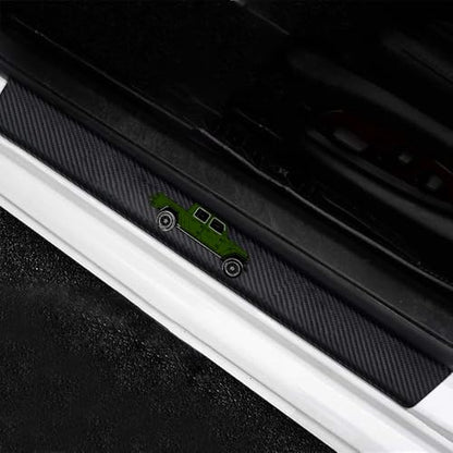 4 Pieces Car Door Sill Protector,Carbon Fiber Threshold Anti-Scratch Sticker Door Edge/Rear Guard Protection Green - color: 4pcs-t-j-G-GREEN