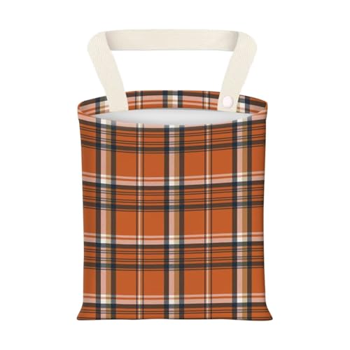 Hanging Car Garbage Bag, Cute Car Trash Can Bag, Automotive Accessories for Women Men Orange Blue Buffalo Plaid - color: Orange Blue Buffalo Plaid