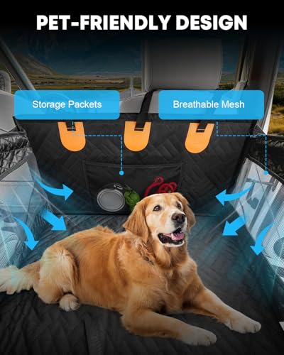 Kohree Dog Car Seat Cover for Medium Large Dogs, Hard Bottom Dog Car Seat Cover for Back Seat Waterproof 600D Car Hammock for Dogs Pet Back Seat Extender for Cars SUV Truck - Upgraded Version - size: M: Double Seat