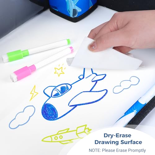 COOLBEBE Kids Travel Tray for Toddler Car Seat, Travel Tray for Airplane, Toddler Car Seat Lap Tray, Carseat Table Tray for Kids Travel Activities (Blue Plane) - color: Blue Plane