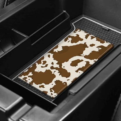 Leather Car Registration and Insurance Card Holder, Cute Car Accessories Vehicle Glove Box Car Organizer for Documents, Cards, License Brown Cow Print - color: Brown Cow Print