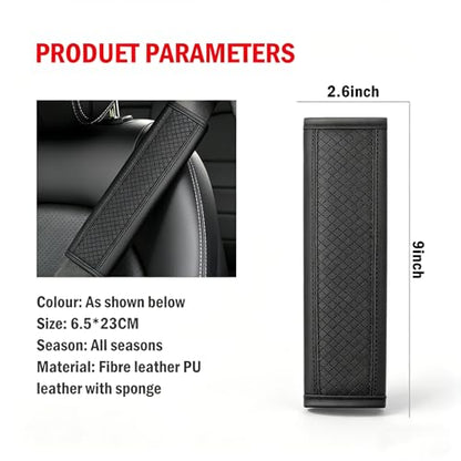 Seat Belt Pads Leather Seat Belt Covers More Comfort Driving Cushion Helps Protect Your Neck and Shoulders Suit for Car, Truck, SUV, Airplane,Camera Backpack Straps-2Pcs - color: Black