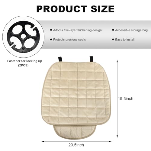 DXNQ Car Seat Cushion, Soft Plush Auto Seat Cover with Non-Slip Silicone Bottom & Storage Pocket, Universal Breathable Vehicle Seat Cushion Pad for Car Truck SUV, Car Accessories (Beige) - color: Beige