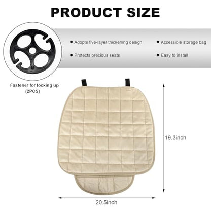 DXNQ Car Seat Cushion, Soft Plush Auto Seat Cover with Non-Slip Silicone Bottom & Storage Pocket, Universal Breathable Vehicle Seat Cushion Pad for Car Truck SUV, Car Accessories (Beige) - color: Beige