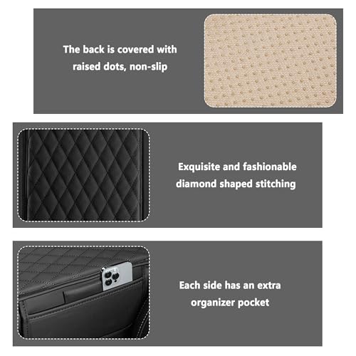 Stacool Upgraded Car Center Console Cover,Microfiber Leather Car Armrest Cover Cushion with 2 Storage Bags,Universal Car Armrest Storage Box (Black)