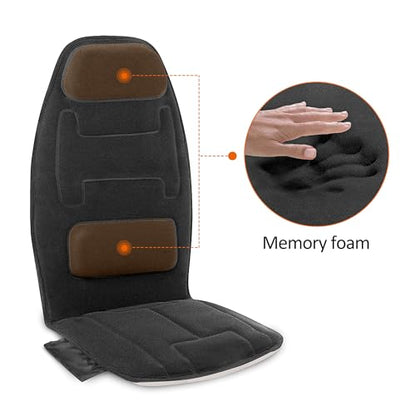 Snailax Vibration Back Massager with Heat, Massage Chair Pad with Neck Lumbar Memory Foam, 10 Vibration Motors,5 Modes, Gifts, No shiatsu - color: Black