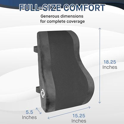 Samsonite Ergonomic Lumbar Support Pillow for Office Chair and Car Seat - Memory Foam Back Support Lumbar Pillow, Premium Cushion Chair Support for Lower Back Pain Relief and Versatile Use (Gray)