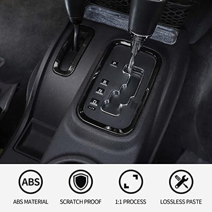 RT-TCZ for Jeep JK Gear Shift Panel Trim Cover Black for Jeep Wrangler JK JKU 2011-2017 Black Interior Accessories 2pcs
