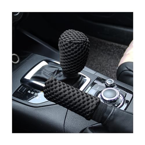 AUCELI 2 Pack Car Gear Shift Knob Cover & Handbrake Cover, Automotive Anti-Slip Breathable Comfortable Handbrake Gear Shift Protector, Vehicle Interior Accessories - color: Black