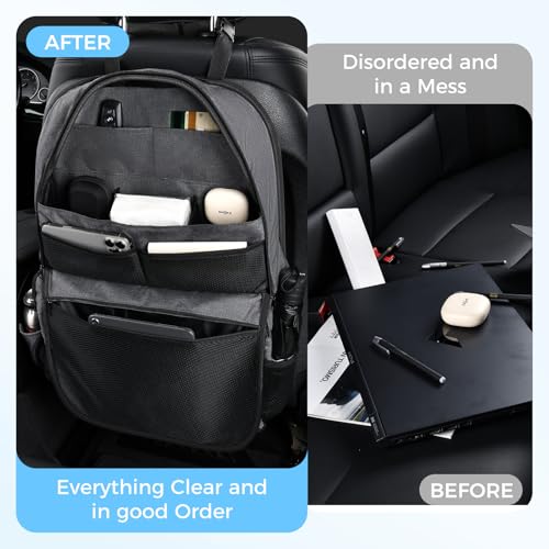 Coverado Backseat Car Organizer 2 Packs, Heavy-Duty Durable Dual-Way Use Car Back Seat Organizer Waterproof with Multi Pockets, Zipper Closure Design, Protect Valuables from Spills, Keeps Car Tidy - size: 2 Pack-New