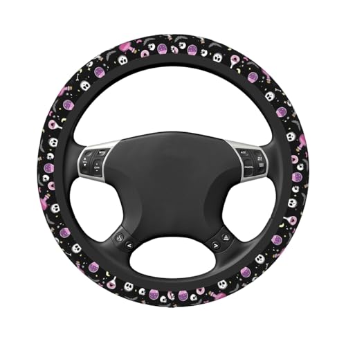 Gothic Bat Elastic Stretch Steering Wheel Cover 15 inch, Car Accessories Cover for Women Men, Breathable Anti-Slip - color: D03100154