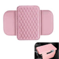 Car Middle Center Console Cover, Stylish Leather Scratch-resistant Non-slip Armrest Cover, Classic Center Console Protective Decoration with Storage Pocket, Universal for Most Vehicles (Pink)