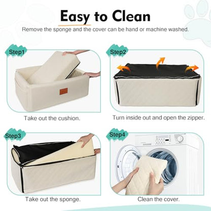 Dog Car Seat for Large Medium Dogs,Washable Pet Carseat Under 55 lbs or 2 Small Dogs,Dog Booster Seat Travel Bed with Thick Cushion,2 Safety Leashes - color: White