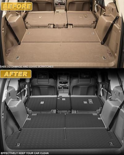 Cargo Mat & Backrest Mat Fit for 2010-2023 Lexus GX460 - All Weather PU Leather Trunk Liner and 2nd & 3rd Row Rear Backrest Protector - color: 2010-2023 lexus gx460 cargo mat 2