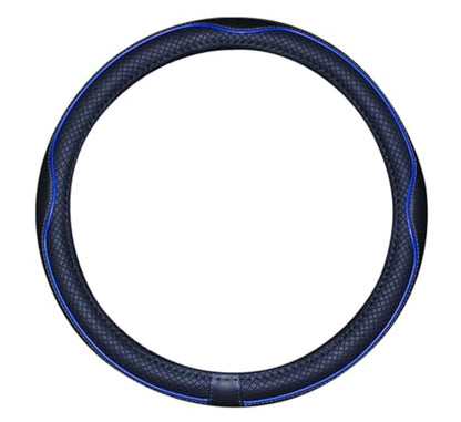 Mayco Bell Large Size Steering Wheel Cover Anti-Slip,Safety,Soft,Breathable,Durable,Full Surround,Comfortable Grip Microfiber Leather (15.5-16 inch, Black Dark Blue) - color: Black Dark Blue, size: 15.25''-16''