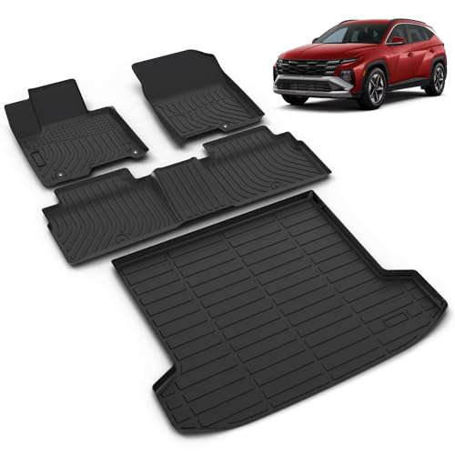 All Weather Car Floor Mats & Cargo Liner Set Fit for Hyundai Tucson Plug-in Hybrid 2022-2025 2026 Floor Liners Trunk Liner Tucson Plug-in Hybrid Cargo Mat Accessories Black - style: 3)For Hyundai Tucson PHEV 2022-2026 Full Set