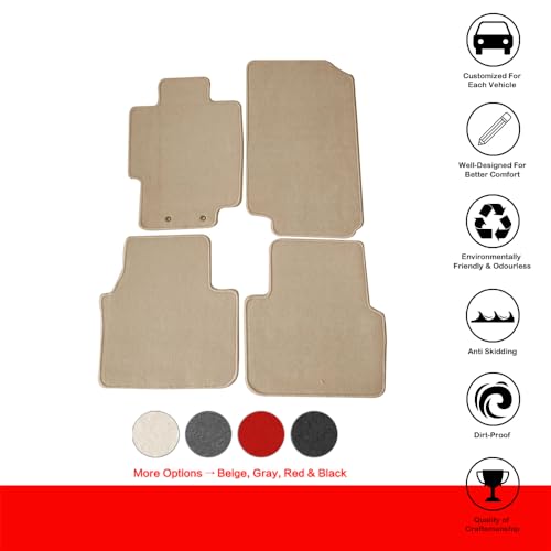 Floor Mats Compatible with 2004-2008 Acura TL, Front & Rear Beige 4PC Nylon Car Floor Carpets Carpet Liner by IKON MOTORSPORTS, 2005 2006 2007
