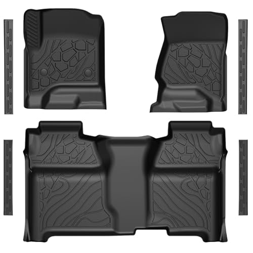 Floor Mats for 2014-2019 Chevy Silverado & GMC Sierra 1500 (Only 19 LD ), for 2015-2019 Silverado/Sierra 2500/3500, Crew Cab Bucket Seat Only, TPE All Weather Durable Mats - size: 2014-2019 | For Chevy Silverado/GMC Sierra