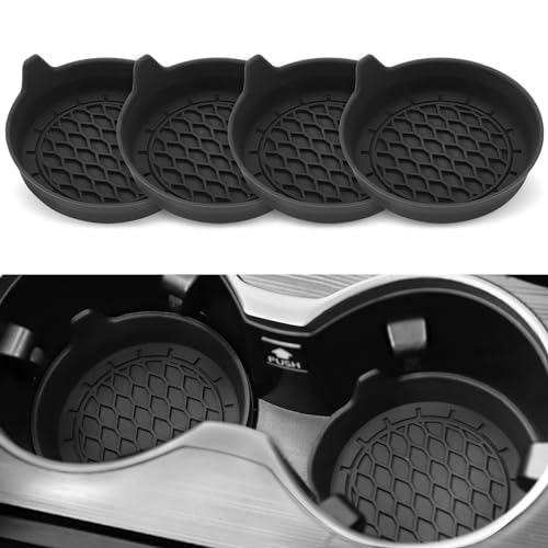 SINGARO Car Cup Holder Coaster, Silicone Cup Holder Insert, Universal Non-Slip Cup Holders, Car Accessories Interior for Women and Man Interior Sets 4 Pack Black - color: Black