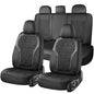 Coverado Seat Covers Full Set, Luxury Leather Car Seat Cover with Carbon Fiber Accents Design, Spill-Proof Durable Black Automotive Seat Covers, Front and Rear Seat Protectors Universal Fit Most Cars - color: Black, size: Full set