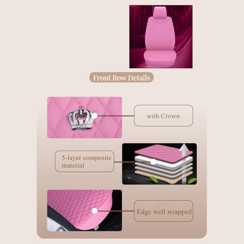 Red Rain Pink Seat Covers Full Set Universal Front and Rear Auto Seat Cover Luxury Leather Seat Cover (AA-Pink) - color: AA-Pink