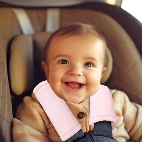 SWESEN Baby Car Seat Belt Covers for Boys and Girls, Carseat Shoulder Padding, Soft Car Seat Neck Cover, Mink Car Seat Straps Shoulder Pads, Solid Colour Stroller Strap Cover for Baby Kids, Pink - color: Pink