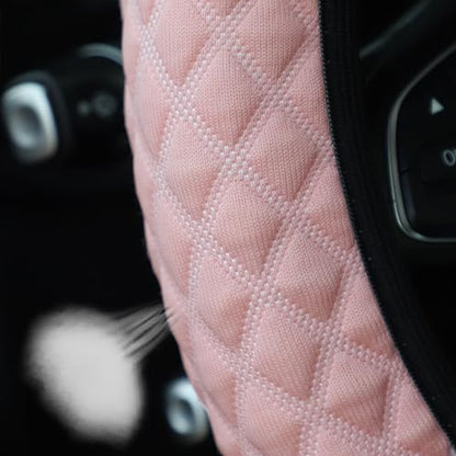 zipelo Elastic Stretch Steering Wheel Cover, Microfiber Breathable Ice Silk, Universal 15 Inch Anti-Slip Car Steering Wheel Protector, Warm in Winter and Cool in Summer, for Men and Women (Pink) - color: Pink