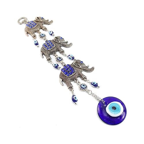 Blue Evil Eye Wall Hanging Pendant Decor,Turkish Nazar Amulet Elephant Decor for Home - color: Elephant