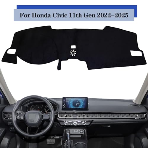 Dash Cover Compatible with Hon-da Civic 11th Gen 2022 2023 2024 2025 Dash Cover Dashboard Cover Protector Dashboard Pad Dash Mat for Civic Accessories All-Weather Polyester Black - size: Polyester for Civic 11th Gen Dash Mat