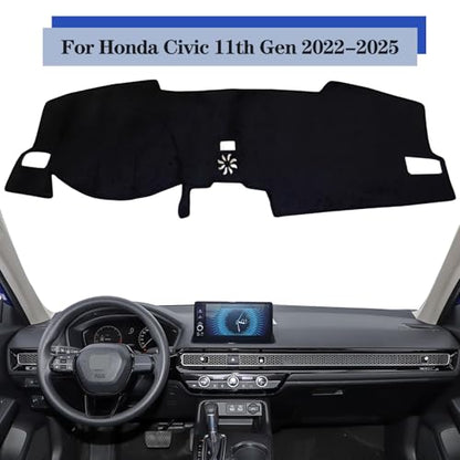 Dash Cover Compatible with Hon-da Civic 11th Gen 2022 2023 2024 2025 Dash Cover Dashboard Cover Protector Dashboard Pad Dash Mat for Civic Accessories All-Weather Polyester Black - size: Polyester for Civic 11th Gen Dash Mat