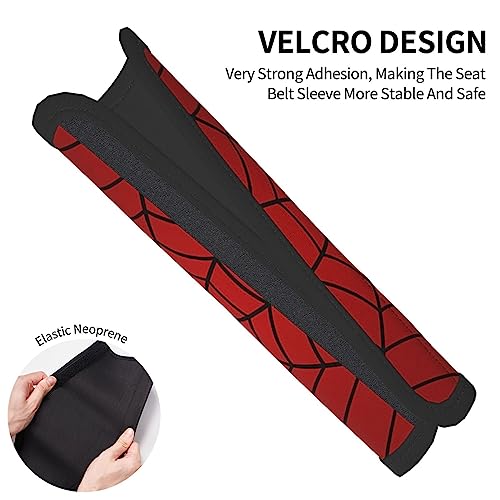 Stylish Red Spider Web Seat Belt Covers Soft Comfortable Shoulder Strap Pads for Adults Universal Car Accessories - Pack of 2 - color: Red Spider Web