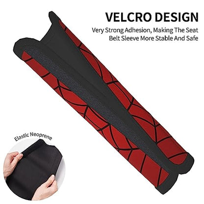 Stylish Red Spider Web Seat Belt Covers Soft Comfortable Shoulder Strap Pads for Adults Universal Car Accessories - Pack of 2 - color: Red Spider Web