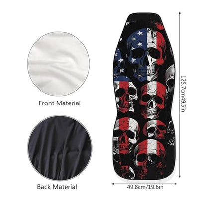 American Flag Set of 2 Pieces Automotive Seat Cover Car Front Seat Cover 4th of July Car Seat Protector Skull Patriotic Bucket Seat Cover Easy to Install - color: American Flag Skull