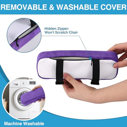 Smiry Ergonomic Office Chair Armrest Pads, Memory Foam Arm Rest Covers, Non-Slip Armrest Cushion with Adjustable Buckles and Straps, Elbow Relief for Desk, Gaming & Wheelchair (Purple, Set of 2) - color: Purple