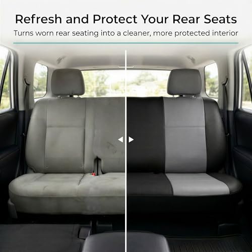 FH Group Car Seat Covers Classic PU Leather Split Bench Car Seat Cover – Universal Fit for Cars Trucks & SUVs (Black/Gray) - color: Gray Black, size: Rear Set