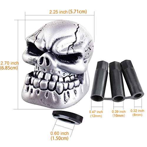 Skeleton Shifter Knobs Skull Gear Lever Handle Car Shift Head Fit Most Manual Automatic Transmission Vehicles, Silver - color: Silver