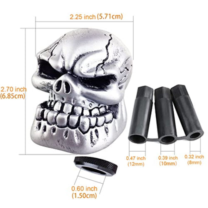 Skeleton Shifter Knobs Skull Gear Lever Handle Car Shift Head Fit Most Manual Automatic Transmission Vehicles, Silver - color: Silver