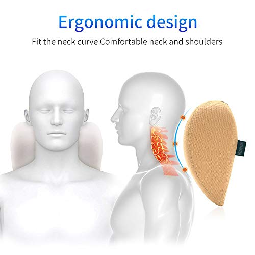 Car Neck Pillow - Memory Foam Cervical Relief Cushion, Headrest Support for Pain, Beige - color: Beige