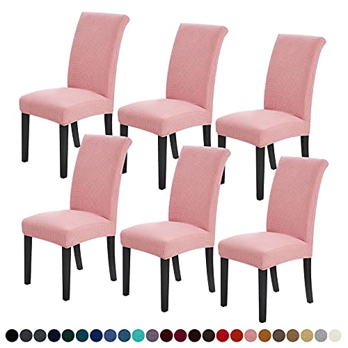 Joccun Chair Covers for Dining Room Set of 6,Dining Chair Slipcovers Stretch Dining Room Chair Covers Seat Protector,Washable Parsons Chair Cover for Home,Banquet(Dusty Pink,6 Pack) - color: Dusty Pink, size: 6 Pack