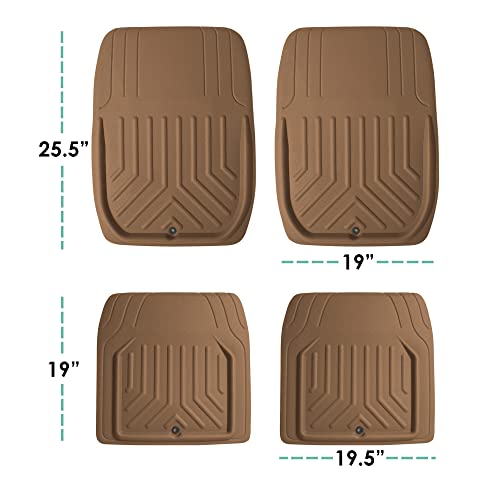FH Group Faux Leather Deep Dish Car Floor Mats, Universal Fit, Trim-to-Fit, Brown - color: BROWN