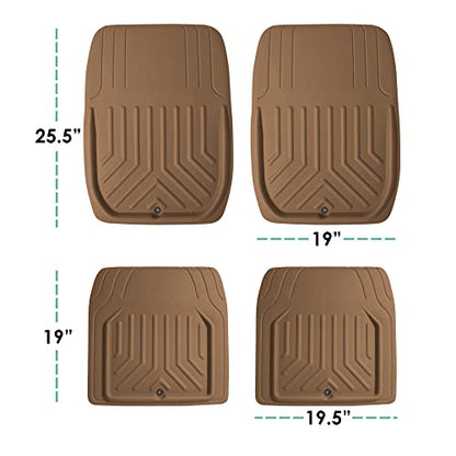FH Group Faux Leather Deep Dish Car Floor Mats, Universal Fit, Trim-to-Fit, Brown - color: BROWN