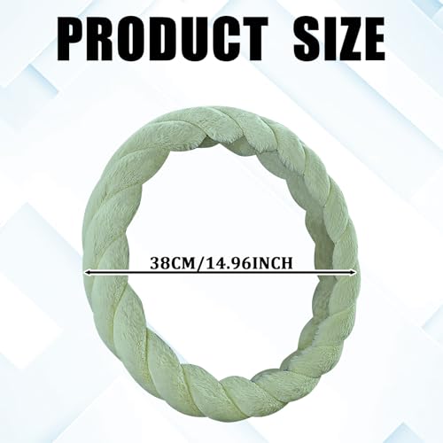 Fluffy Steering Wheel Cover, 15 Inch Soft Plush Anti-Slip Fuzzy Protector, Warm Winter Fur Steering Wheel Cover for Women Men, Universal for Cars, Trucks, SUVs, Car Decorations Interior (Green)