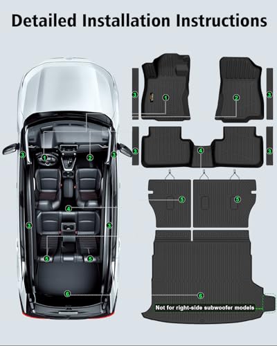 Floor Mats Fit for Forester Hybrid 2025 2026 Trunk Mat with Backrest Mat All Weather TPE Rubber Cargo Liner Back Seat Protector Full Set for Forester 2025 Plug-in Hybrid Accessories, Black