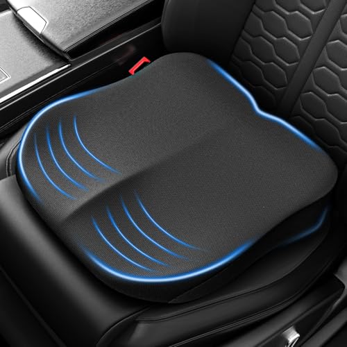Car Seat Cushion for Driving, Memory Foam Driver Seat Cushion with Lower Back & Tailbone Pain Relief. Automotive Cushion for Car Suitable for Trucks, Sedans, and Other Vehicles - color: Black