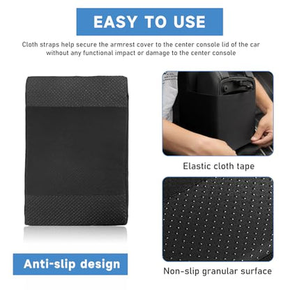 Car Center Console Pad, 12.2''×8.1''×1.8'' Memory Foam Auto Armrest Support Cushion, Vehicle Arm Rest Seat Box Cover Protector, Universal Interior Decor Car Accessories