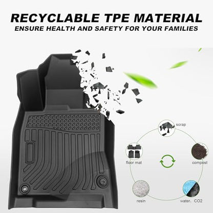 Floor Mats Compatible with 2010 2011 2012 2013 2014 2015 2016 2017 Equinox Terrain All-Weather TPE Rubber Floor Liners 2 Row Carpets Black