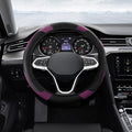 Car Steering Wheel Cover, Steering Wheel Protector, Universal 14.5-15 Inch Microfiber Leather Breathable Auto Steering Wheel Covers, Carbon Fiber Steering Wheel Cover for Women Men (Purple) - color: Purple